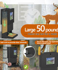 Metal Tough Galvanized Steel Deer Feeder Holds Fifty Pounds Of Corn Or Protein Mix Rust Proof Wild Game Feed Dispenser, large size for outdoor use.