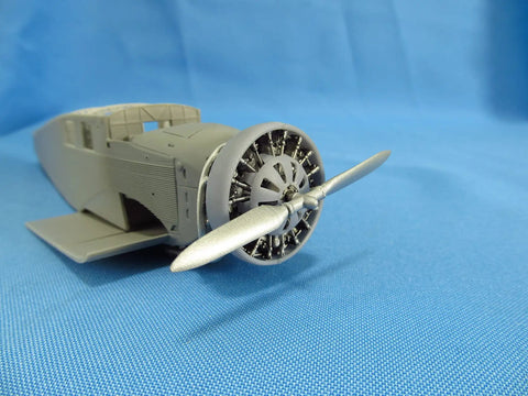 Close-up of Junkers W.34 Engine Detailing Set for 1/48 Scale Aircraft, fitted to MikroMir kit, showcasing 3D printed parts