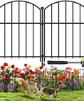 Easy No Dig Garden Fence Kit With 10 Arched Panels, rustproof metal panels for dogs, rabbits, flower beds in garden setting.
