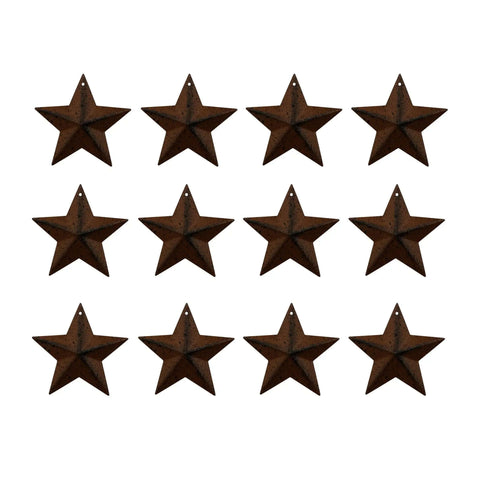 Rustic Barn Star Decor Set Of 12 Two And A Half Inch Metal Wall And Door Accents In Rusty Black Finish With Pre Drilled Holes For Easy Hanging