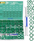 595 Piece Metric And SAE Air Conditioning O Ring Kit For Automotive AC, Pro Grade Compressor And Plumbing Seals With O Ring Picks, Oil And Heat Resistant NBR 70 Shore Rubber
