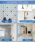 Grout Sealer 16 Oz Clear For Tile And Grout Natural Finish displayed on floors, backsplashes, showers, and kitchen areas.