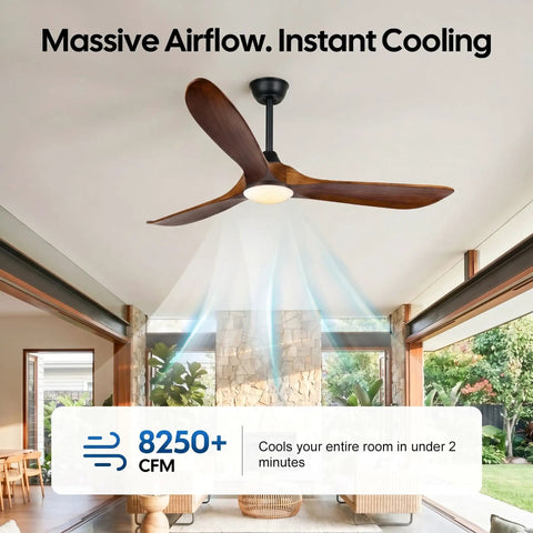 Farmhouse Outdoor Ceiling Fan With Lights, 60 Inch Wood Blade Damp Rated For Patios Gazebos And Porches, Remote Control, 3 Blades