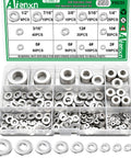 Aienxn 550-piece stainless steel flat washers assortment in open plastic case with 12 SAE sizes