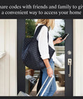 Person using smartphone to control Smallest Smart Lock With Built-In Matter And Thread, Bluetooth, compatibility for smart home.