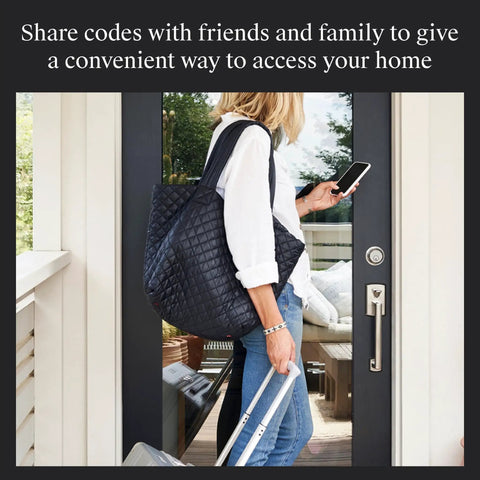Person using smartphone to control Smallest Smart Lock With Built-In Matter And Thread, Bluetooth, compatibility for smart home.