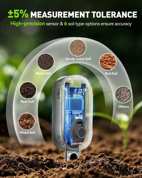 Hands Down Handy Soil Moisture Meter For Plants With Real Time Humidity Sensor And App Remote Monitoring, Perfect For Indoor Outdoor Gardening And Farm Care, Manual Quick Read Or Auto Updates, Requires WiFi Hub HWG023/HWG040, Green; +5% tolerance