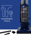 Straight Up Pro Bagless Upright Vacuum For Light Commercial Spaces That Crushes Floor Grime Featuring A Quick Dump Dirt Cup And Essential Attachments, showcasing tools for convenience.