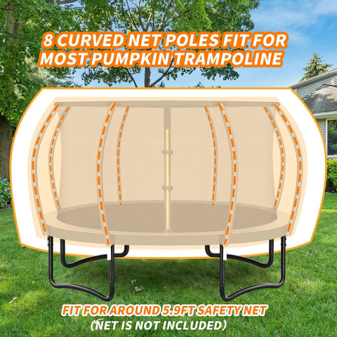 Rock Solid Built Tough Trampoline Enclosure Curved Replacement Poles with foam padding, designed for 5.9ft safety net system.