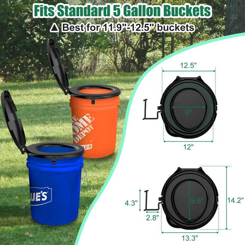 Zero Hassle Portable Toilet Seat Fits Standard 5 Gallon Buckets With Quick Snap Lid Cover Ultimate Road Trip Ready Setup For Weekend Camps Hiking Trails Or Emergency Prep Solid Adult Comfort Anywhere Black Edition