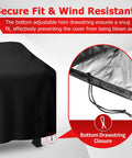 Heavy Duty Outdoor Grill Cover For Backyard BBQ Equipment features adjustable hem, secure tight fit, and wind resistance.