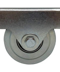 Front view of 4 Inch Wheel For Sliding Gates With V Groove Tracks, Stainless Steel Welded Bracket, 3000 Lb Capacity Per Wheel, Universal Fit Caster Assembly