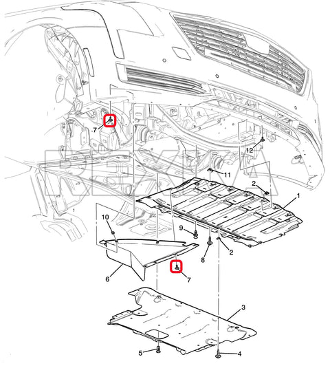 Diagram showing installation of 20 Piece Fender Liner Splash Shield Bolt Set For GM Cars Including Chevrolet Camaro and others.