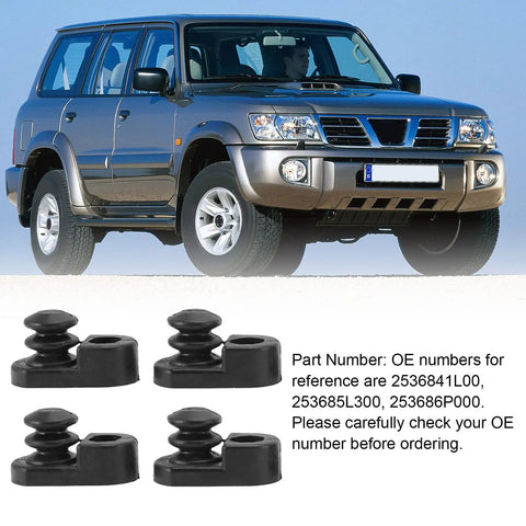4 Pack Car Door Switch Cover 253685L300 Black Push Pull Switch Replacement For Y60GQ Y61GU With Flexible Fit And Easy Install No Tools Needed Durable OEM Standard Quality Ready To Install, black ABS, 4-pack