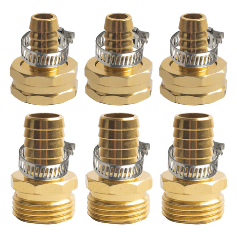 5/8 Inch Aluminum Garden Hose Repair Kit With Female And Male Connectors And Stainless Steel Clamps, 3 Pack