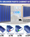 75 Drawer Nut And Bolt Storage Organizer With Anti Drop Design, Heavy Duty Steel Parts Cabinet With ABS Drawers shown