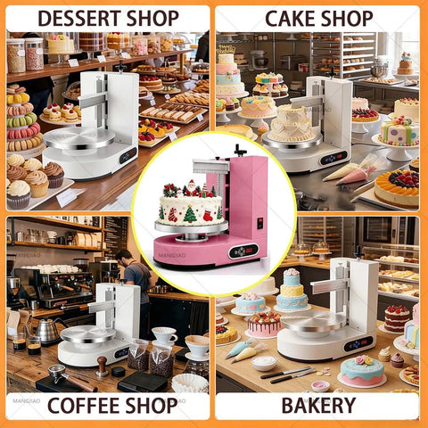 Powerful Cake Icing Smoothing Machine For Even Buttercream in dessert, cake, coffee shops, and bakery settings.
