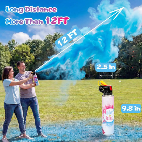 Killer Gender Reveal Smoke Bombs With Classic Fire Extinguisher Design And Fully Biodegradable Formula To Give Your Baby Shower The Ultimate Vibe Straight Up Reliable Long Lasting Blue Smoke Effects For The Big Day Announcement in outdoor setting.