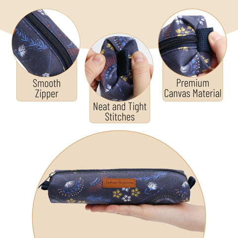 Everyday Carry Ready Multipurpose Canvas Pencil Case Pouch With Smooth Zipper Premium Materials And Neat Stitches Ideal For Stationery Cosmetics Electronics School Office Or Travel Embrace The Journey Message For Daily Motivation