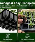 5-Set Seed Starter Tray Kits With Humidity Vented Domes And Bases For Durable Germination Trays showing drainage design.