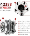 Detailed view of Rear Wheel Hub Bearing 512388 Ready To Roll Drop In Replacement For Nissan Altima 2007 2018 Maxima OEM Grade Hub Assembly