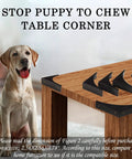 Heavy Duty Corner Guards For Furniture And Office Desks Zinc Alloy Edge Protectors Anti Rust Table Bumpers Built Tough Kickproof Hardware Covers With Screws Four Pack on table with dog.