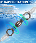 Barrel Swivels Set for Freshwater and Saltwater Fishing, 50/100 Pcs Rolling Ball Swivels With Solid Ring Copper and Stainless Steel, Black Nickel Coated, Heavy Duty Tackle Connector, 35 to 165 Lb Test, 360° rotation