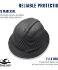 Full Brim Safety Hard Hat With Six Point Ratchet Suspension, Reversible Construction Hard Hat, Matte Black Graphite