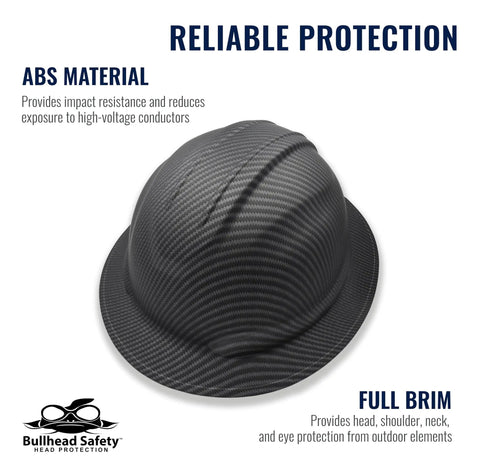 Full Brim Safety Hard Hat With Six Point Ratchet Suspension, Reversible Construction Hard Hat, Matte Black Graphite