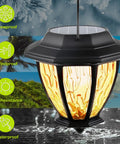 Close-up of 4 Pack Solar Pathway Lights With Shepherd Hook Hangers, Waterproof Hanging Lanterns showing durability features.