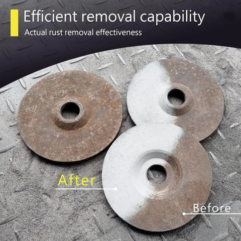 Tough As Nails Air Compressor Sand Blaster Gun For Knocking Out Rust And Paint Stripping Smooth Operator Cleaning Rig showing before and after rust removal on metal discs.