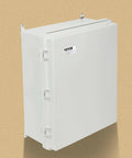 Side view of Weatherproof Junction Box Made From Heavy Duty ABS With Sturdy Hinged Lid And Stainless Steel Lock, IP67 Rated