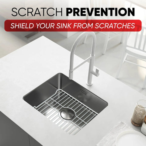 12 Inch White Sink Protector Mat And Grid Set For Scratch Prevention, Dish Safe Protection, Easy Cleaning, And Smart Kitchen Sink Organization To Keep Your Basin Looking Fresh And Neat For Daily Use