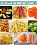 Crinkle cutter vegetable slicer set with stainless steel blades; assorted colored wavy blades for fries and veggie slices