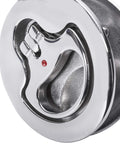 Front view of Boat Cam Latch Marine Grade 316 Stainless Steel Flush Pull Hatch Lift with mirror-polished finish and locking arm.