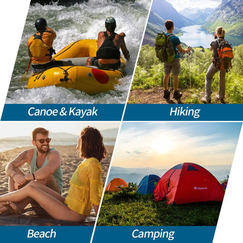 Activities for 20L Waterproof Dry Bag Backpack With Waist Pouch And Phone Case For Kayaking And Boating, Beach, Hiking, Camping.