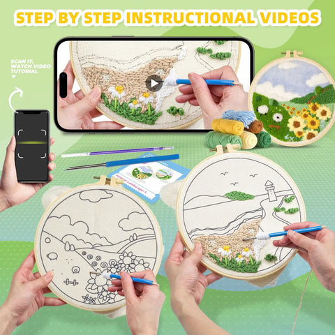 Beginner Punch Needle Kit For Adults With All Tools And Materials Easy To Follow Instructions And Video Tutorials Linen