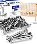 Knockout Hella Tough 304 Stainless Steel M6X25 Barrel Nuts With Flat Head Hex Socket Screws And Allen Wrench in a labeled tray.