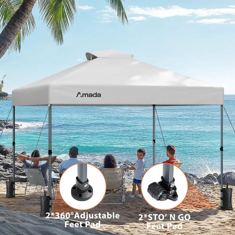 10x10 Pop Up Canopy With Center Lock One Push Instant Setup And No Fuss Wheeled Outdoor Gazebo Beach Tent by ocean