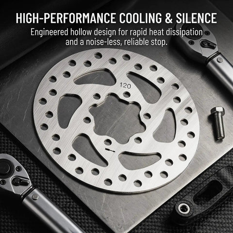 120mm 6-Bolt Stainless Steel Brake Rotor For Electric Scooters And Mountain Bikes, Hollow Design For Fast Heat Dissipation