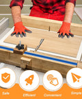 Person using Crosscut Table Saw Sled Kit With Aluminum T Tracks And UHMW Miter Bars, 21 Piece Set on a table saw