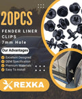 20 Pack Push In Engine Splash Shield Fender Liner Trunk Lid Trim Retainer Clips 90467-07201 For Toyota Lexus displayed with car.