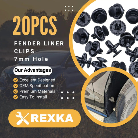 20 Pack Push In Engine Splash Shield Fender Liner Trunk Lid Trim Retainer Clips 90467-07201 For Toyota Lexus displayed with car.