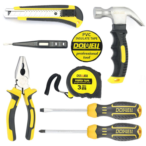 Compact Mini Tool Set For Students And Dorm Living Handy Home Repair Kit With durable chrome finished steel tools and TPR grips