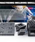 Welding Practice Kit With Twenty Four Pieces Of One Eighth Inch Eleven Gauge Steel Sheets for building cubes and dice.