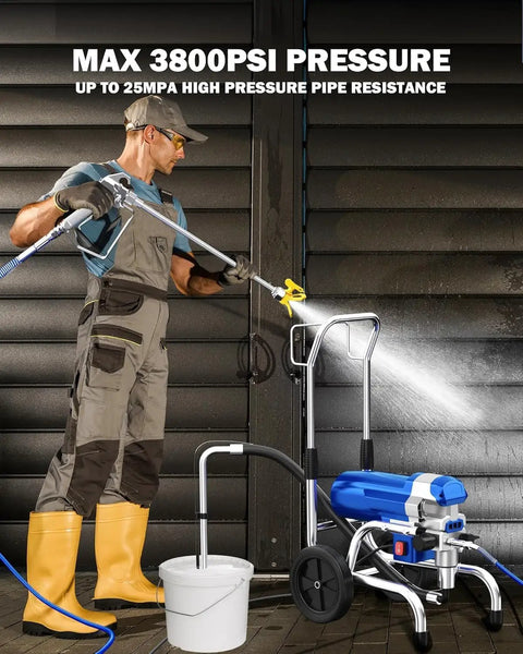 Heavy Duty Airless Paint Sprayer With 1800W Motor And 3800PSI Pressure in use for coating project, showcasing pressure capabilities.