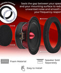 Top Shelf 6.5 Inch Speaker Foam Rings For Car Doors - Killer Smooth Soundproof Baffle Spacer Set And Tight Bass Seal Upgrade Kits With Heavy Duty Rubber Gaskets Sold In Pair, foam material and easy installation.