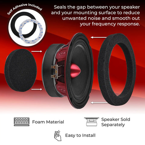 Top Shelf 6.5 Inch Speaker Foam Rings For Car Doors - Killer Smooth Soundproof Baffle Spacer Set And Tight Bass Seal Upgrade Kits With Heavy Duty Rubber Gaskets Sold In Pair, foam material and easy installation.