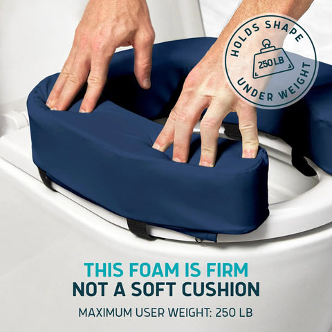 Total Game Changer Elevated Toilet Seat Riser Adds Three Inches Of Firm High Density Foam Support Perfect For Seniors Wanting Easy Sit Stand Independence With A Universal Bathroom Fit And No Sweat Daily Reliability