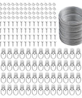 All In One Picture Hanging Kit 181 Piece Heavy Duty Set With 100 Ft Braided Wire 60 D Ring Hangers With Screws 60 Aluminum Crimp Sleeves Built To Last